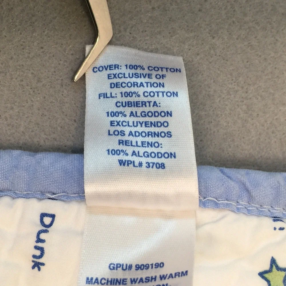 Carters Child of Mine Baby Quilt Blanket Blue Sports Puppy Patchwork Cotton